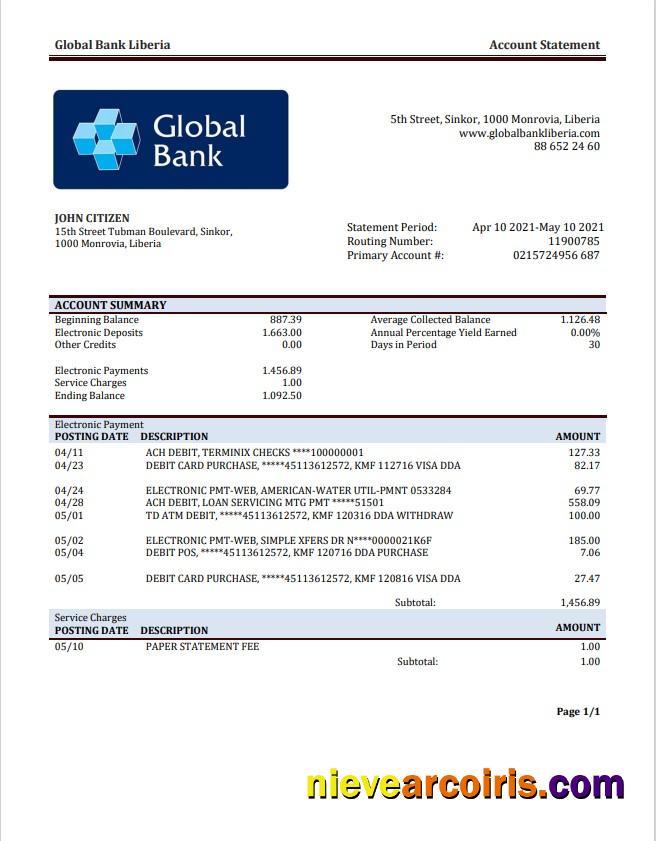 Liberia Global Bank staement